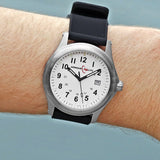 ArmourLite AL136 - RAILROAD Watch, Shatterproof Armourglass, 100M WR, Black Dial, Black PU Dive Strap