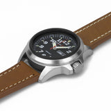 ArmourLite AL821 - Stainless Steel Tritium Military Watch, Shatterproof Armourglass, 100M WR, Black Dial, Brown Leather Strap