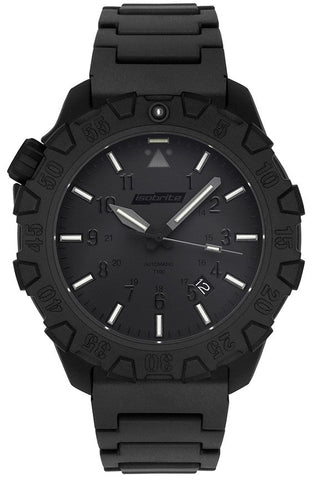 Isobrite ISO1101-PU - Tritium T100 Automatic Military Watch, Shatterproof Armourglass, 200M WR, Blackout Design with Polyurethane Band