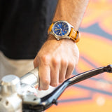 ArmourLite AL123 - Stainless Steel Tritium Field Watch, Shatterproof Armourglass, 100M WR, Blue Dial, Tan Leather Strap