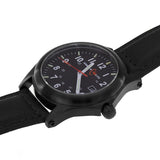ArmourLite AL114 - Black Steel Tritium Field Watch, Shatterproof Armourglass, 100M WR, Black Dial, Black Leather Strap