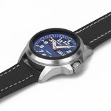 ArmourLite AL803 - Stainless Steel Tritium Military Watch, Shatterproof Armourglass, 100M WR, Blue Dial, Black Leather Strap
