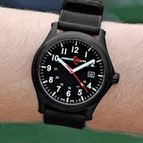 ArmourLite AL134 - Field Series Stainless Steel Tritium Watch, 100M WR, Black Dial, Black PU Dive Strap
