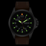 ArmourLite AL821 - Stainless Steel Tritium Military Watch, Shatterproof Armourglass, 100M WR, Black Dial, Brown Leather Strap