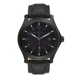 ArmourLite AL115 - Black Steel Tritium Field Watch, Shatterproof Armourglass, 100M WR, Black Dial, Black Leather Strap