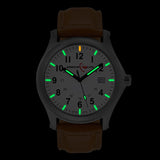 ArmourLite AL126 - RAILROAD Watch, Shatterproof Armourglass, 100M WR, Black Dial, Tan Leather Strap