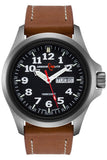 ArmourLite AL821 - Stainless Steel Tritium Military Watch, Shatterproof Armourglass, 100M WR, Black Dial, Brown Leather Strap