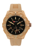 Isobrite ISO304 - Tritium T100 Military Watch, Shatterproof Armourglass, 200M WR, Desert Tan Dial and Silicone Band