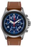 ArmourLite AL834 - Stainless Steel Tritium Chronograph, Shatterproof Armourglass, 100M WR, Blue Dial, Brown Leather Strap
