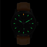 ArmourLite AL125 - Black Steel Tritium Field Watch, Shatterproof Armourglass, 100M WR, Black Dial, Tan Leather Strap