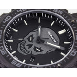 Isobrite ISO3007 - Glowing Skull Tritium T100 Military Watch, Shatterproof Armourglass, 200M WR, Black Dial, Black Band