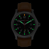 ArmourLite AL121 - Stainless Steel Tritium Field Watch, Shatterproof Armourglass, 100M WR, Black Dial, Tan Leather Strap