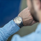 ArmourLite AL102 - Stainless Steel Tritium Field Watch, Shatterproof Armourglass, 100M WR, Cream Dial, Steel Bracelet