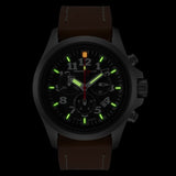 ArmourLite AL832 - Stainless Steel Tritium Chronograph, Shatterproof Armourglass, 100M WR, Black Dial, Brown Leather Strap