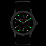 ArmourLite AL141 - Stainless Steel Tritium Field Watch, Shatterproof Armourglass, 100M WR, Black Dial, Black Nylon Strap