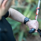 ArmourLite AL114 - Black Steel Tritium Field Watch, Shatterproof Armourglass, 100M WR, Black Dial, Black Leather Strap