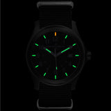 ArmourLite AL145 - Black Steel Tritium Field Watch, Shatterproof Armourglass, 100M WR, Black Dial, Black Nylon Strap