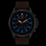 ArmourLite AL834 - Stainless Steel Tritium Chronograph, Shatterproof Armourglass, 100M WR, Blue Dial, Brown Leather Strap