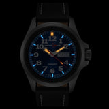 ArmourLite AL803 - Stainless Steel Tritium Military Watch, Shatterproof Armourglass, 100M WR, Blue Dial, Black Leather Strap