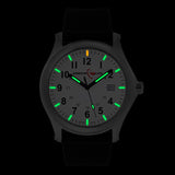 ArmourLite AL136 - RAILROAD Watch, Shatterproof Armourglass, 100M WR, Black Dial, Black PU Dive Strap