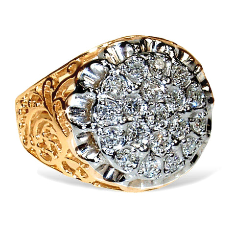 Men's Kentucky Cluster Diamond Ring, 1 carat of Diamonds total weight