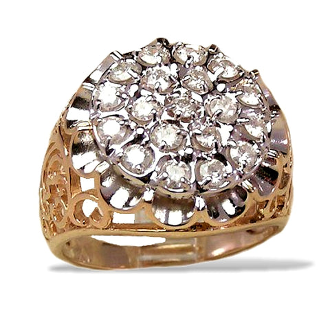 Men's Kentucky Cluster Diamond Ring, 1/2 carat of Diamonds total weight
