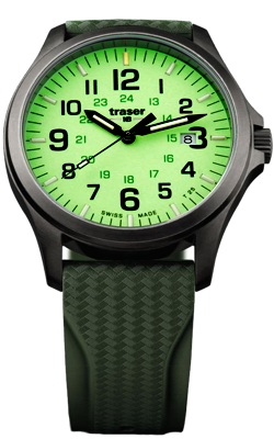 Traser P67 Officer Pro with Green Super-Luminova Glowing Dial plus Tritium Watch 107424
