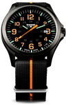 Traser P67 Officer Pro GunMetal Black Tritium Watch with Orange Accents, #107425