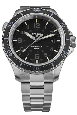 Traser P67 Super-Sub 500 Meter TRITIUM Professional Dive Watch,  Black Dial 109378