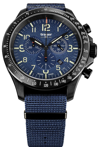 Traser P67 Officer Pro Chronograph, Blue with Blue Nylon Strap, 109461