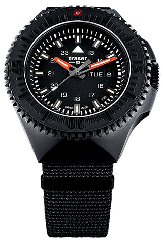 Traser P69 Black Stealth Black H3 Tritium Watch, Black Dial, Nylon Strap, model 109854