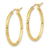 Diamond Cut, Yellow 10k Gold, Sparkling Hoop Earrings
