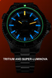 Traser P67 Fine Swiss Automatic Dive Watch, T100 Tritium, Gray Dial, Steel Bracelet- 110332