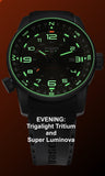 traser P68 Pathfinder Automatic Tritium Watch, Dark Green Dial, Rubber Dive Strap 110457
