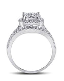 Princess Cut Diamond Center Engagement Ring, 2 carats total diamond weight