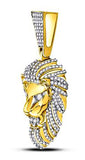 Large Diamond Lion Head Pendant, 10k Gold, over 1.33 carats of Diamonds t.w.