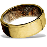 Hammered 14k Gold Wedding Ring with a King's Field Camo Sleeve by Lashbrook