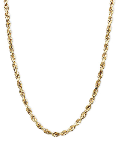 14k SOLID Gold Diamond Cut Rope Chains, 2mm width