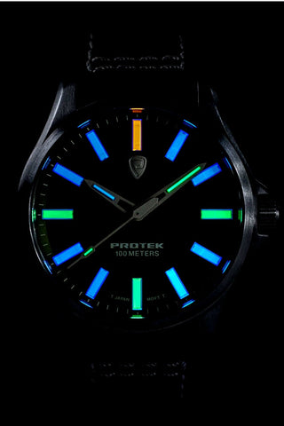 Protek 3000 Series Field Watch, Titanium Case, Black Dial, Leather