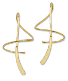 Ear Spiral Dangle Earrings in 14k White or Yellow Gold