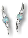 Jose Jay's Created Opal and CZ EarPin Ear Climber Earrings. Sterling Silver or Gold Vermeil