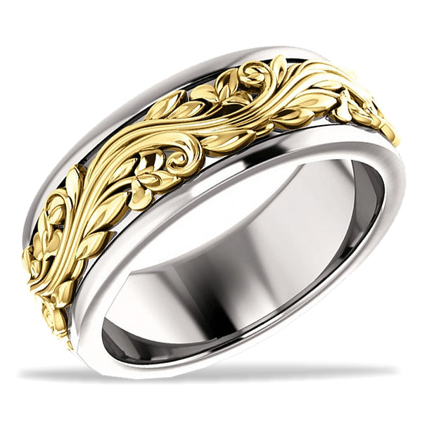 Cherish 14k True Two Tone Gold, Three Dimensional Sculptured Wedding Band