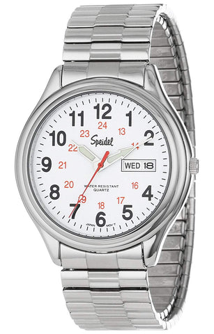 Speidel Men's Railroad Watch, Day-Date, Stainless Steel