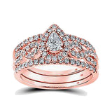 Vintage Diamond Bridal Set, 3 Ring Design, Engagement Ring, Wedding Band and Guard Ring