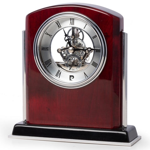 Chelsea Mahogany Wood with Stainless Steel Skeleton Movement Clock