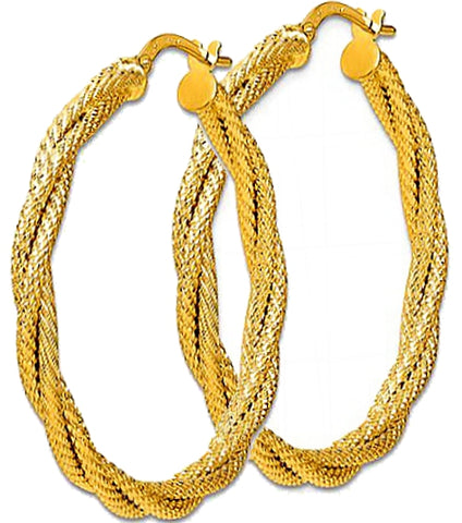 Leslie's Large 14k Gold Italian Twisted Hoop Earrings, 1 1/2 inch diameter