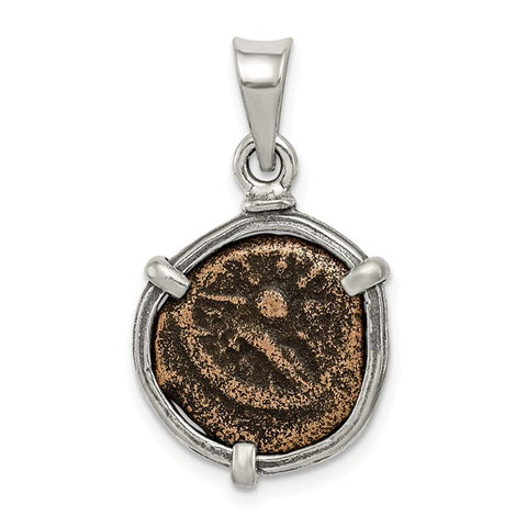 Ancient Coins Widow's Mite Coin in Custom Sterling Silver Pendant with Certificate of Authenticity