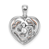 Vibrant Stone CZ Heart Pendant in Sterling Silver and Rose Gold Vermeil