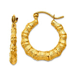 14k Gold Bamboo Hoop Earrings, Small 1/2 inch or 13mm Diameter