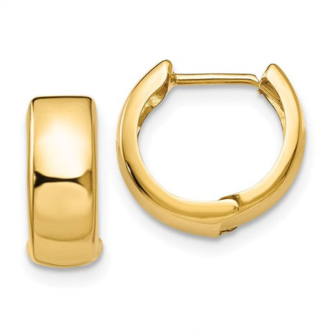 Small Wide 14k Gold Locking Hinged Hoop Pierced Earrings